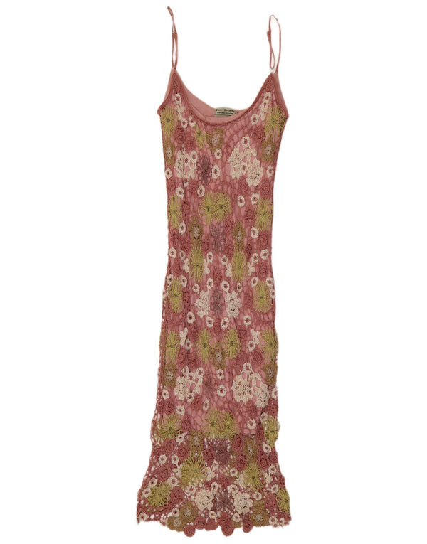 Claire Kennedy Damen Häkel-Maxikleid US 2 XS Rosa Blumen