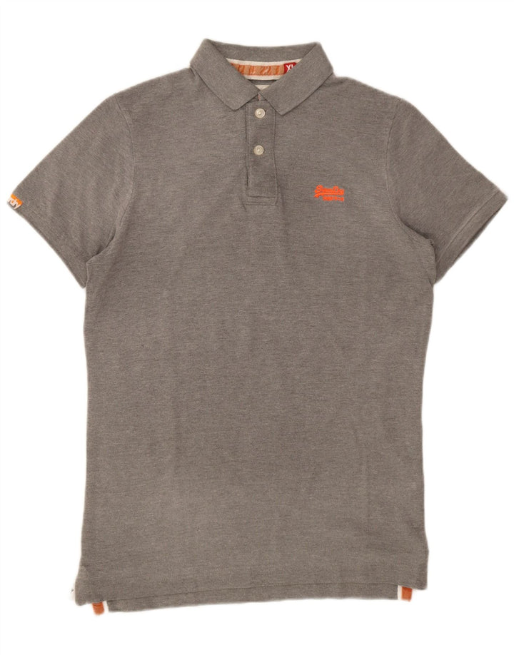 Superdry Herren-Poloshirt XL aus grauer Baumwolle