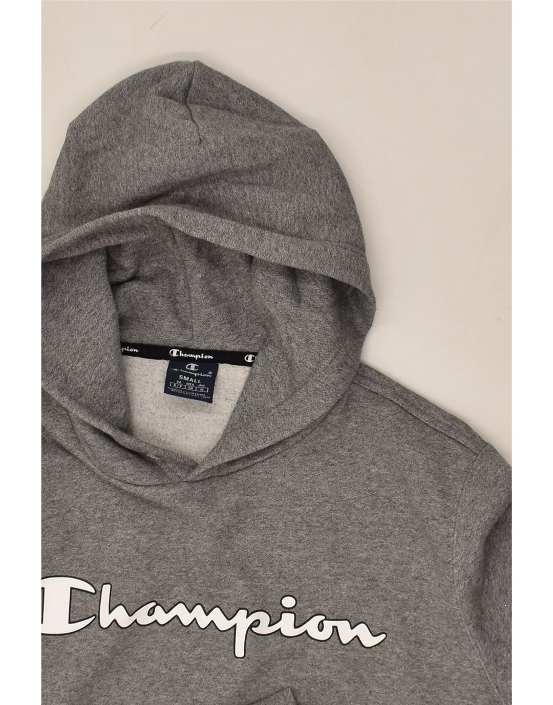 CHAMPION Mens Graphic Hoodie Jumper Small Grey Cotton | Vintage Champion | Thrift | Second-Hand Champion | Used Clothing | Messina Hembry 