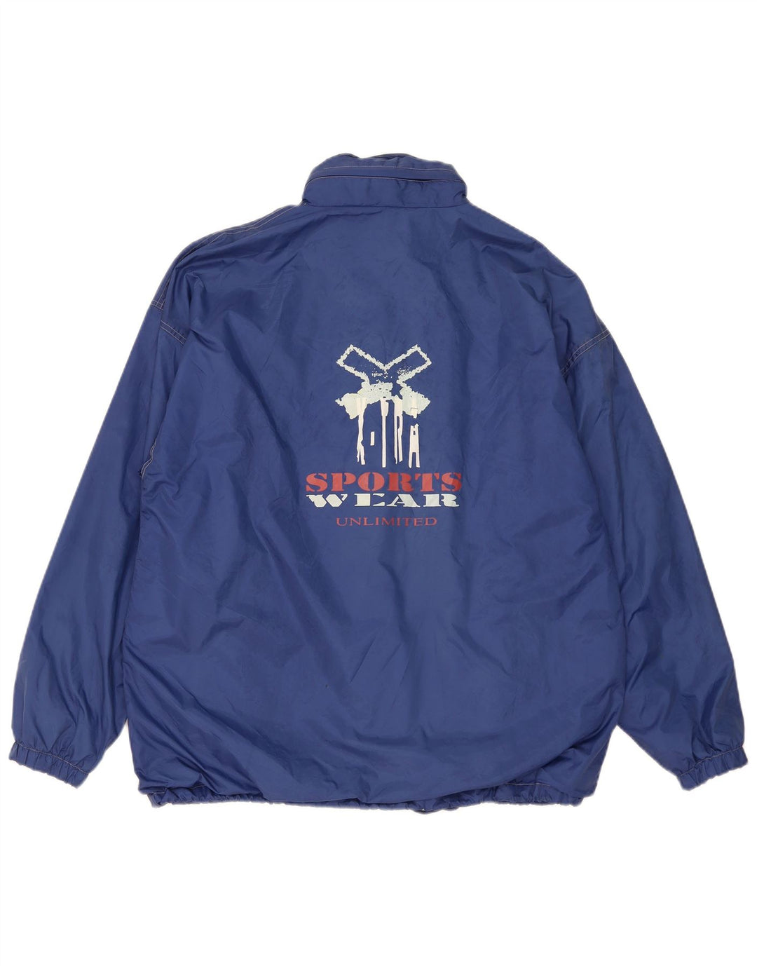 Essential Mens Graphic Hooded Rain Jacket UK 40 Large Blue Polyamid