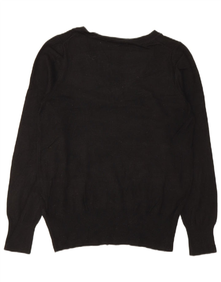 Marks & Spencer Damen-Pullover mit V-Ausschnitt, Gr. 10, Größe S, schwarze Viskose