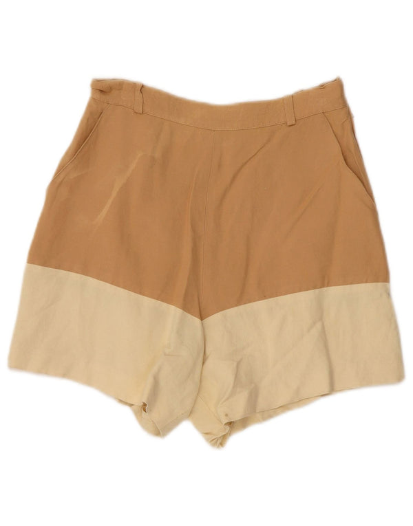 Max & Co. Damen-Freizeitshorts mit hoher Taille, UK 10, Größe S, W24, Braun, Farbblock