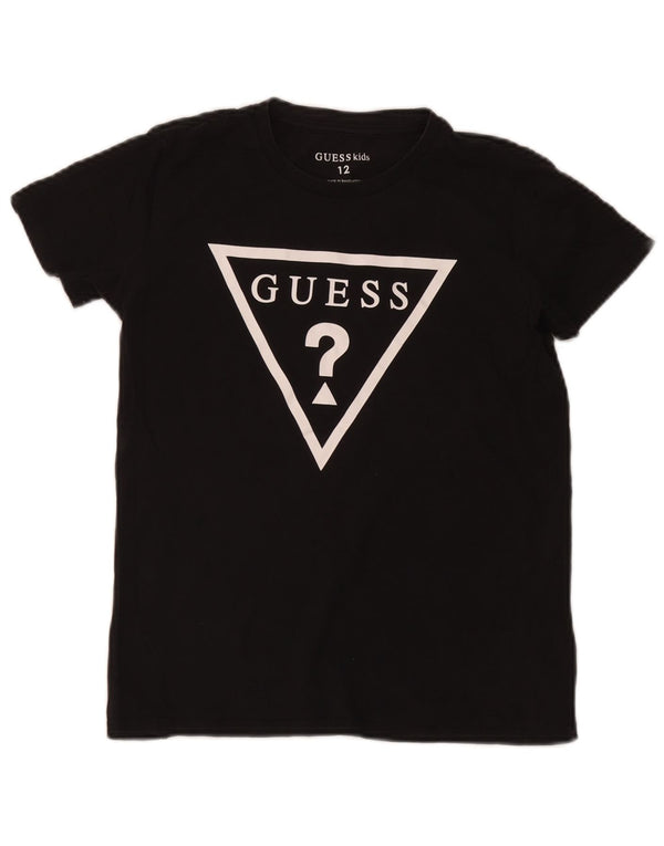 Guess T-Shirt mit Grafik für Jungen, 11–12 Jahre, schwarze Baumwolle