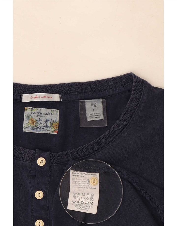 Scotch & Soda Herren-Oberteil, langärmelig, groß, marineblau, Baumwolle