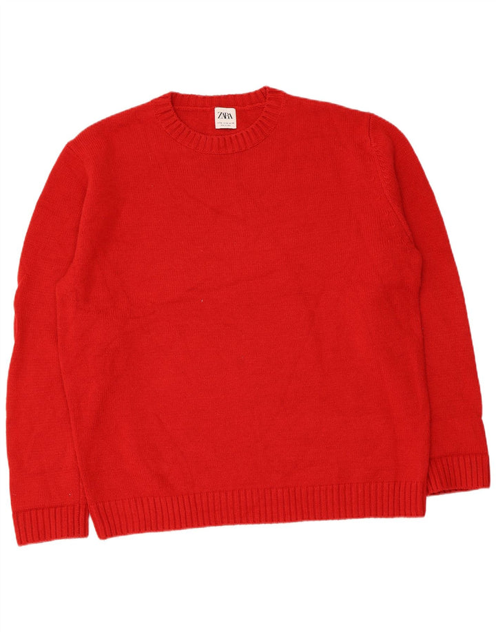 Zara Herren-Pullover mit Rundhalsausschnitt, XL, Rot