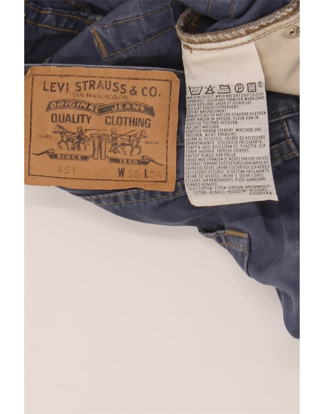 LEVI'S Herren 451 Tapered Jeans W38 L30 Blaue Baumwolle