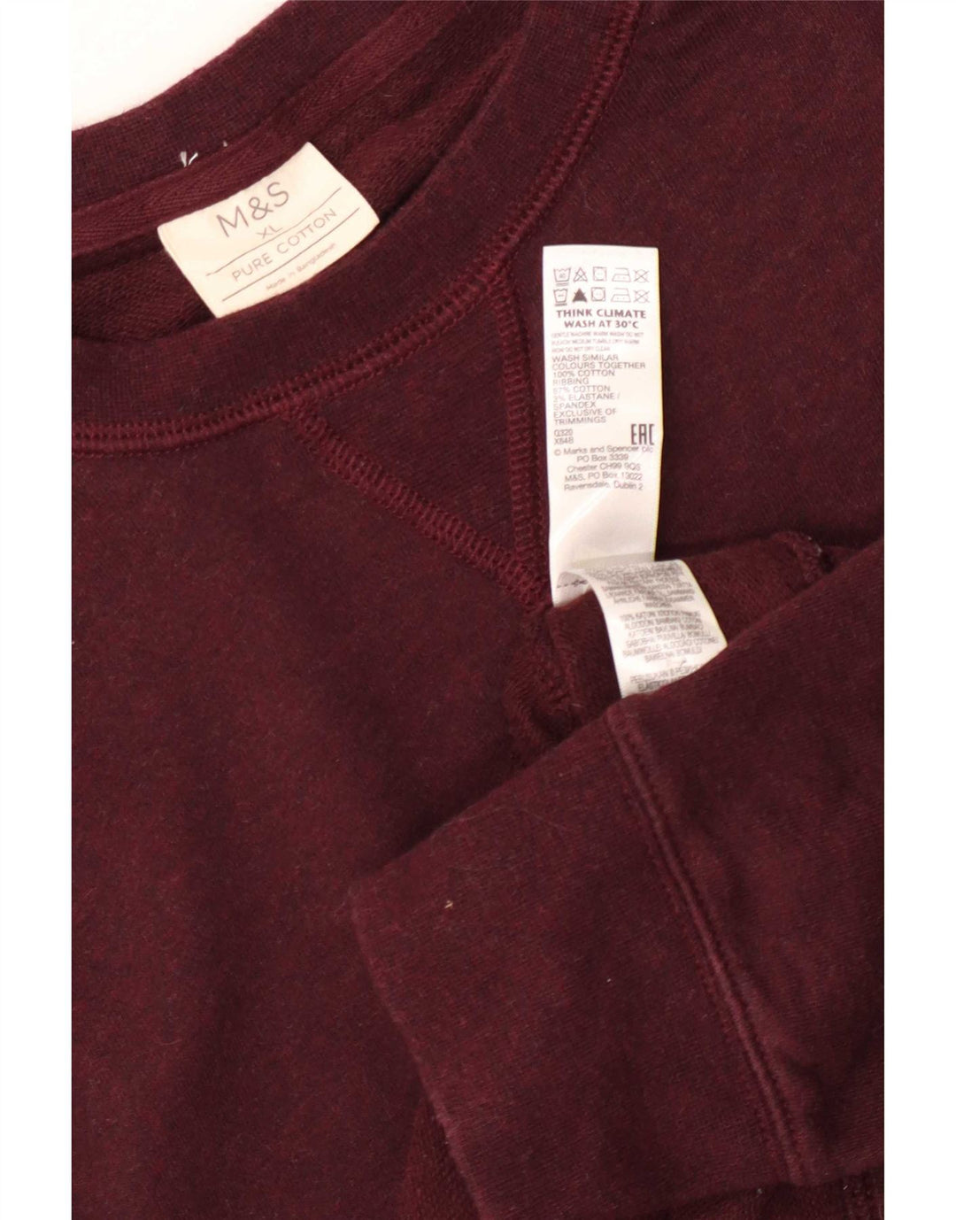 Marks & Spencer Herren-Sweatshirt, Pullover, XL, Burgunderrot, Baumwolle