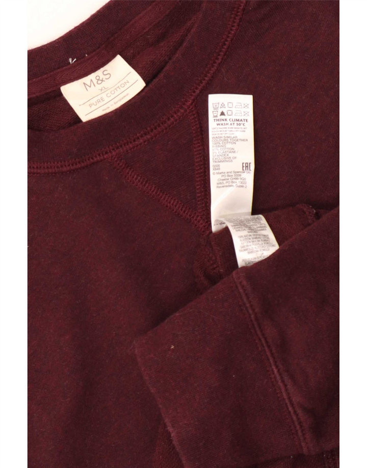 Marks & Spencer Herren-Sweatshirt, Pullover, XL, Burgunderrot, Baumwolle