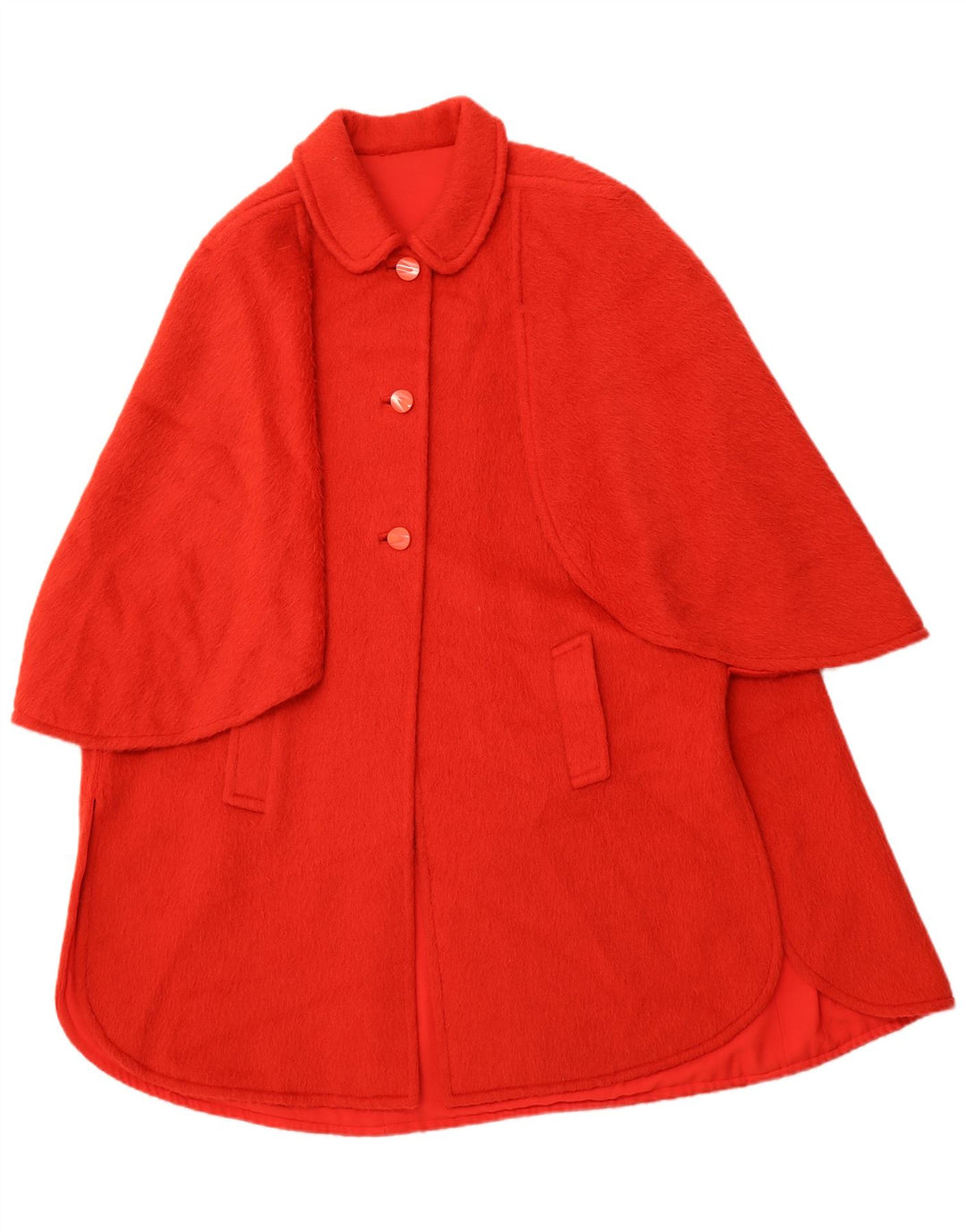 Vintage Damen Poncho Mantel Einheitsgröße Rot