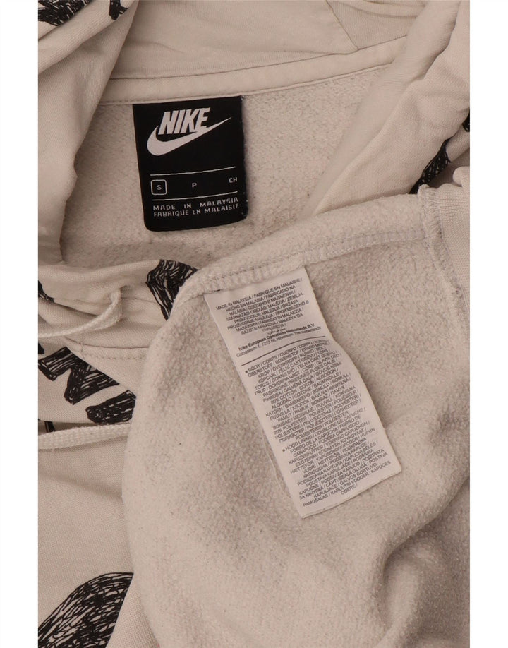 Nike Herren-Kapuzenpullover mit Grafik, Größe S, cremefarbene Baumwolle