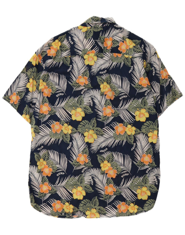 Jack & Jones Herren-Kurzarmhemd, groß, marineblau, geblümt, hawaiianische Baumwolle