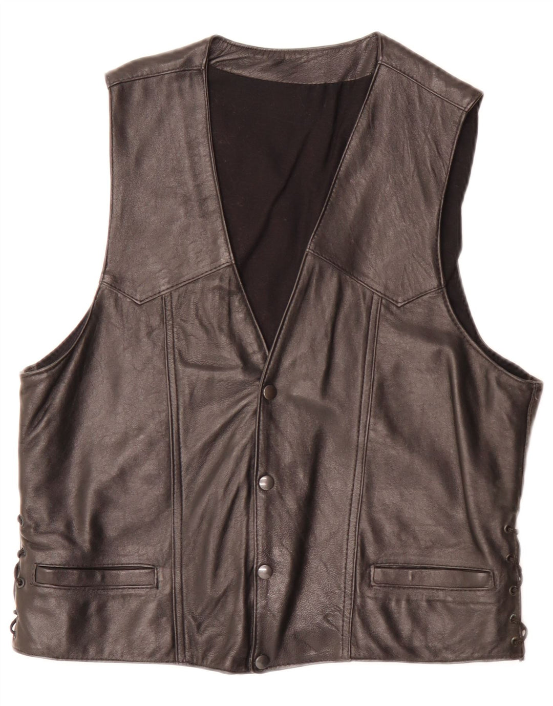 Vintage Herren Lederweste Klein Schwarz