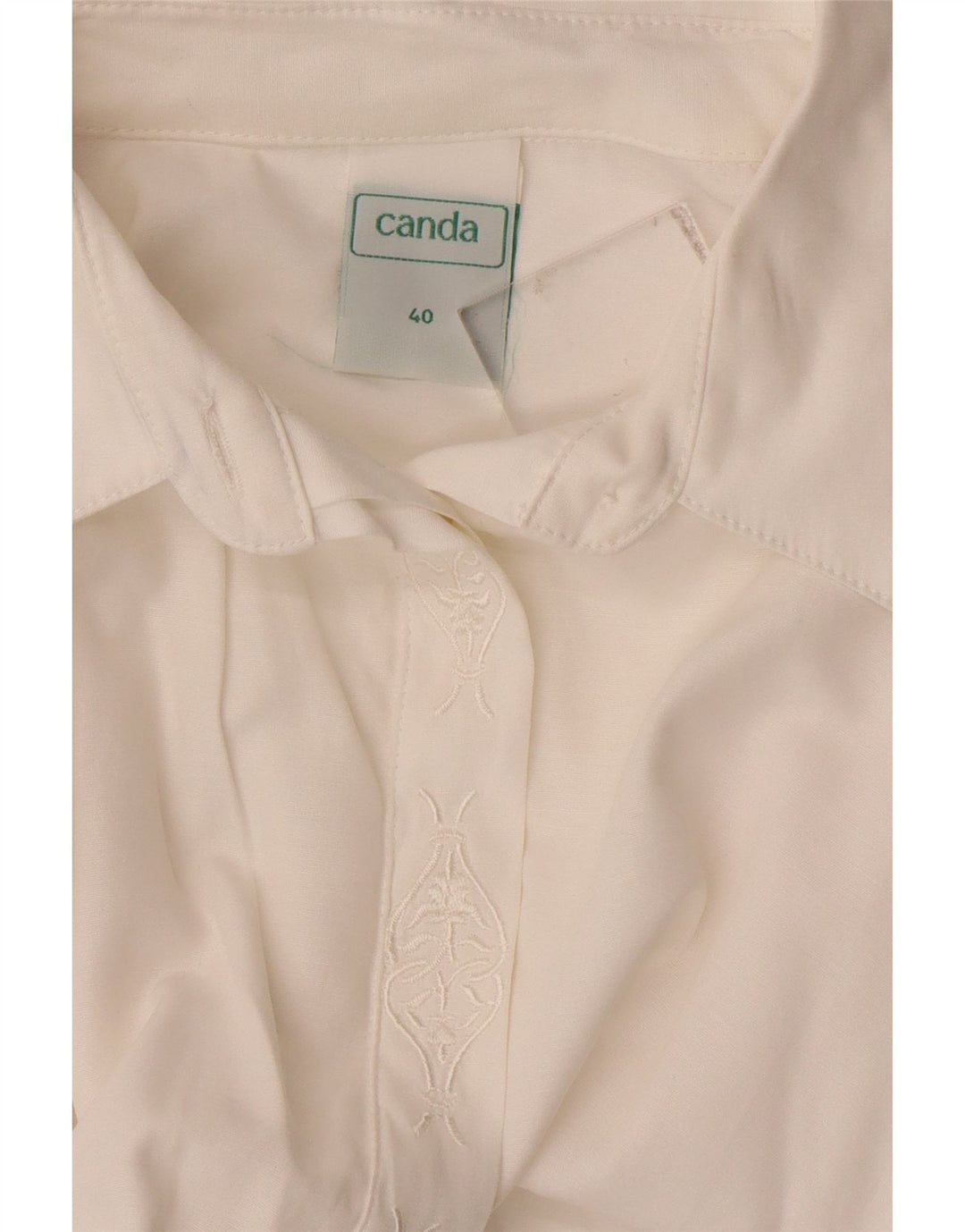 CANDA Womens Oversized Shirt Blouse EU 40 Medium White Viscose