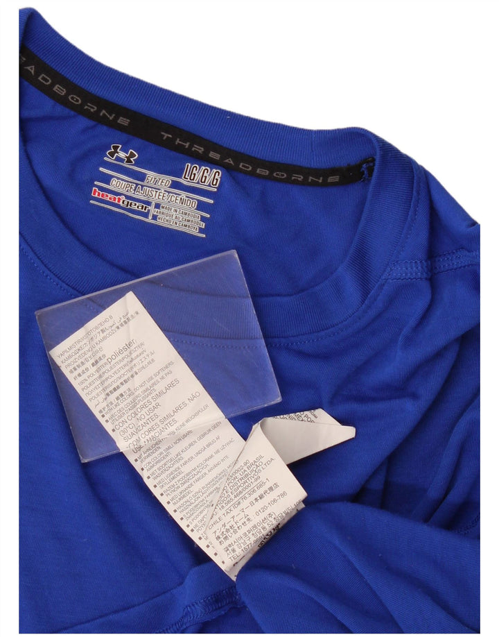 Under Armour Herren Heat Gear T-Shirt Top Large Blau Polyester