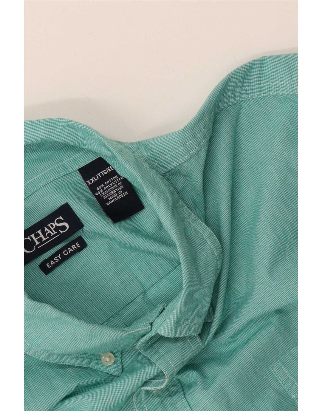Chaps Herren-Hemd, pflegeleicht, kurzärmelig, 2XL, Türkis, Hahnentrittmuster, Baumwolle