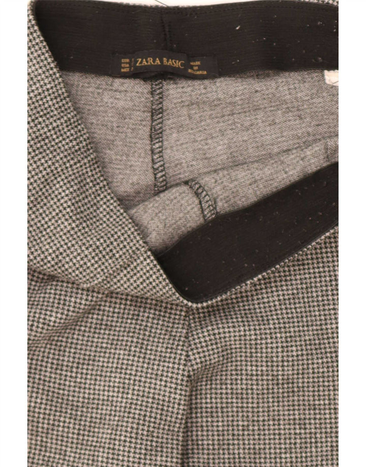 Zara Damen-Steigbügelhose, Größe S, W24, L31, grüner Hahnentrittmuster