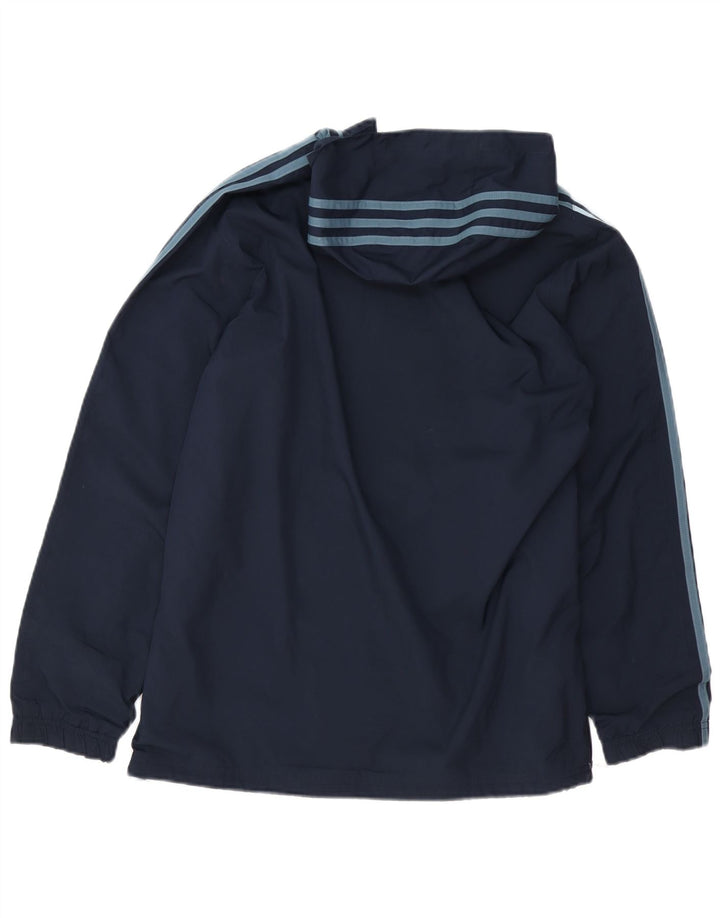 ADIDAS Jungen-Anorak-Regenjacke mit Kapuze, 13–14 Jahre, marineblaues Polyester