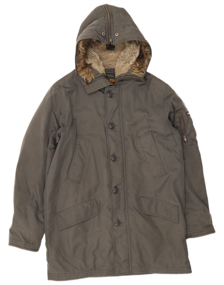 Woolrich Herren-Parka mit Kapuze, UK 40, Größe L, Grau