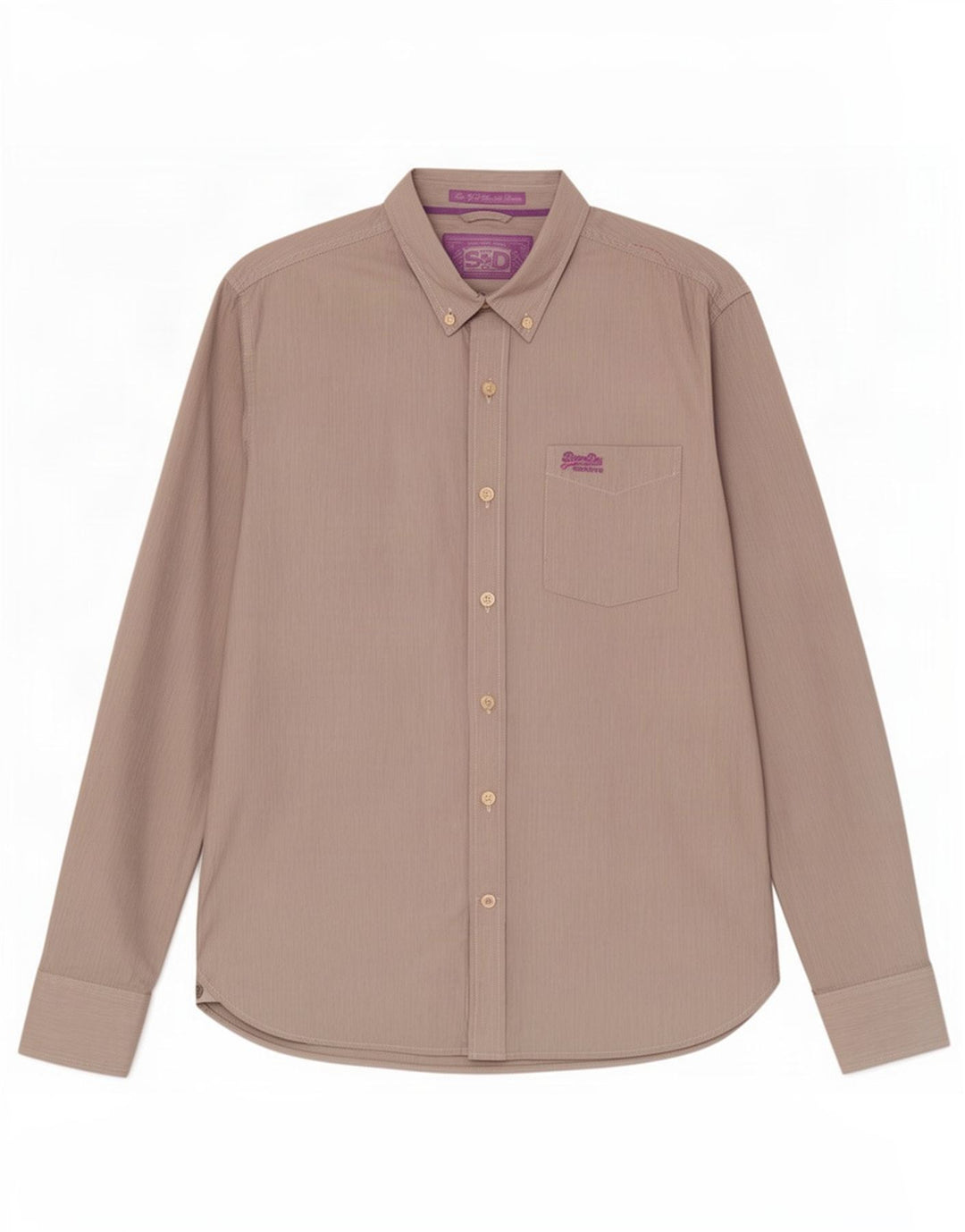 Superdry Herren-Hemd XL aus grauer Nadelstreifen-Baumwolle