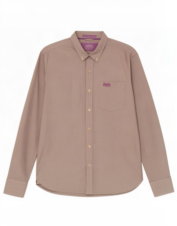 Superdry Herren-Hemd XL aus grauer Nadelstreifen-Baumwolle
