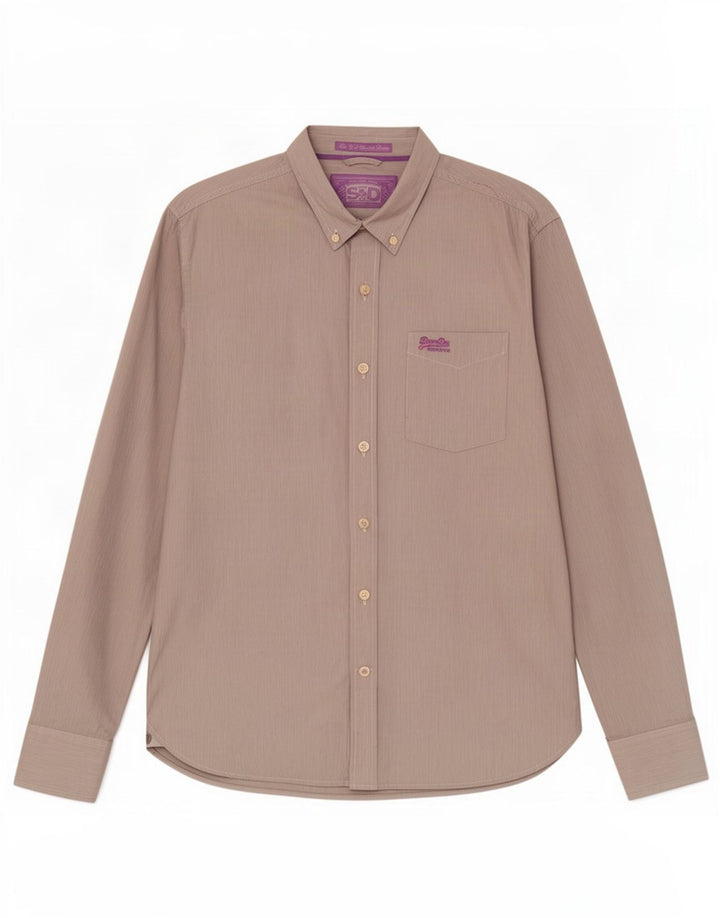 Superdry Herren-Hemd XL aus grauer Nadelstreifen-Baumwolle
