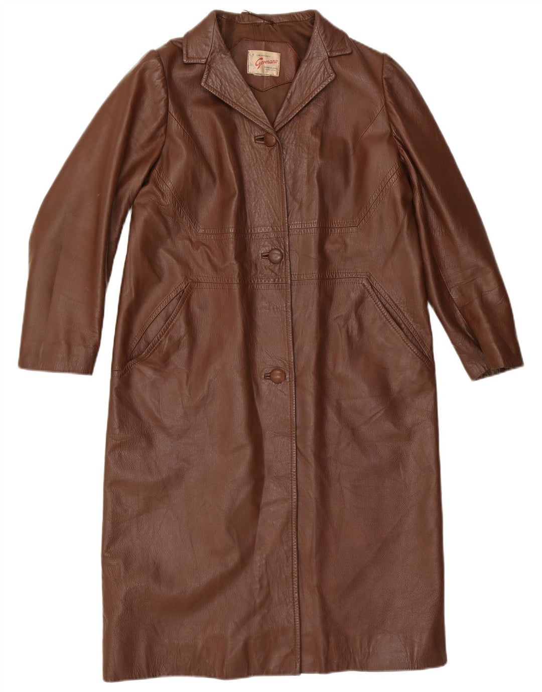 Germano Damen Ledermantel UK 14 Mittelbraun
