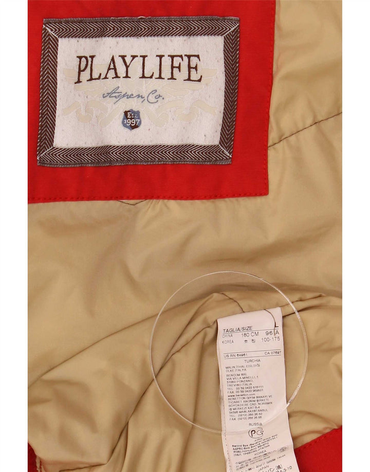 Playlife Herren-Jacke mit Kapuze, gepolstert, UK 40, Größe L, Rot, Baumwolle