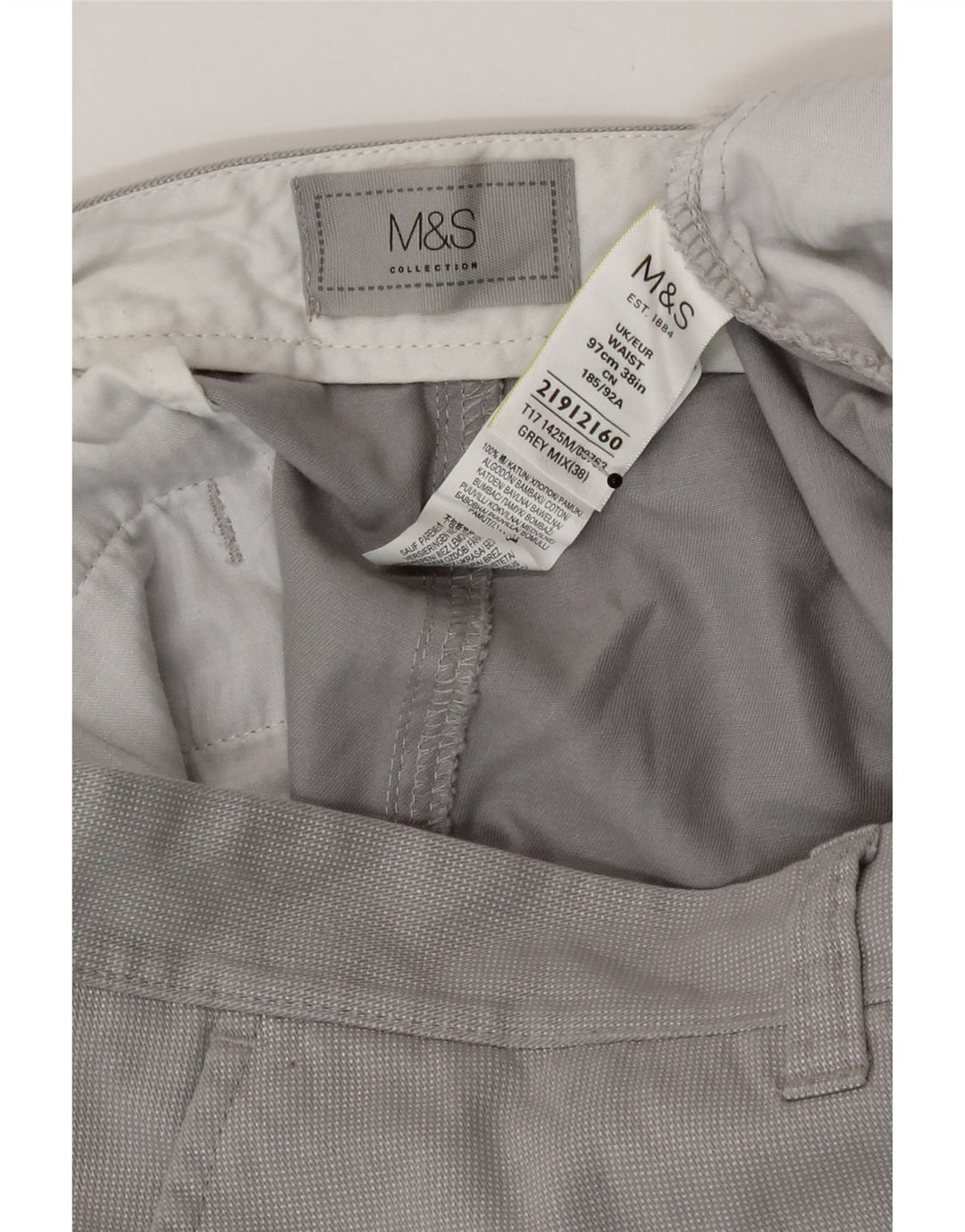 Marks & Spencer Herren Chinoshorts W38 XL Grau Baumwolle