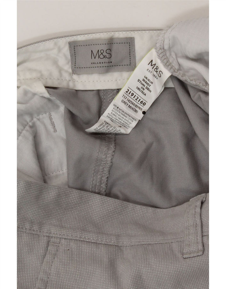 Marks & Spencer Herren Chinoshorts W38 XL Grau Baumwolle