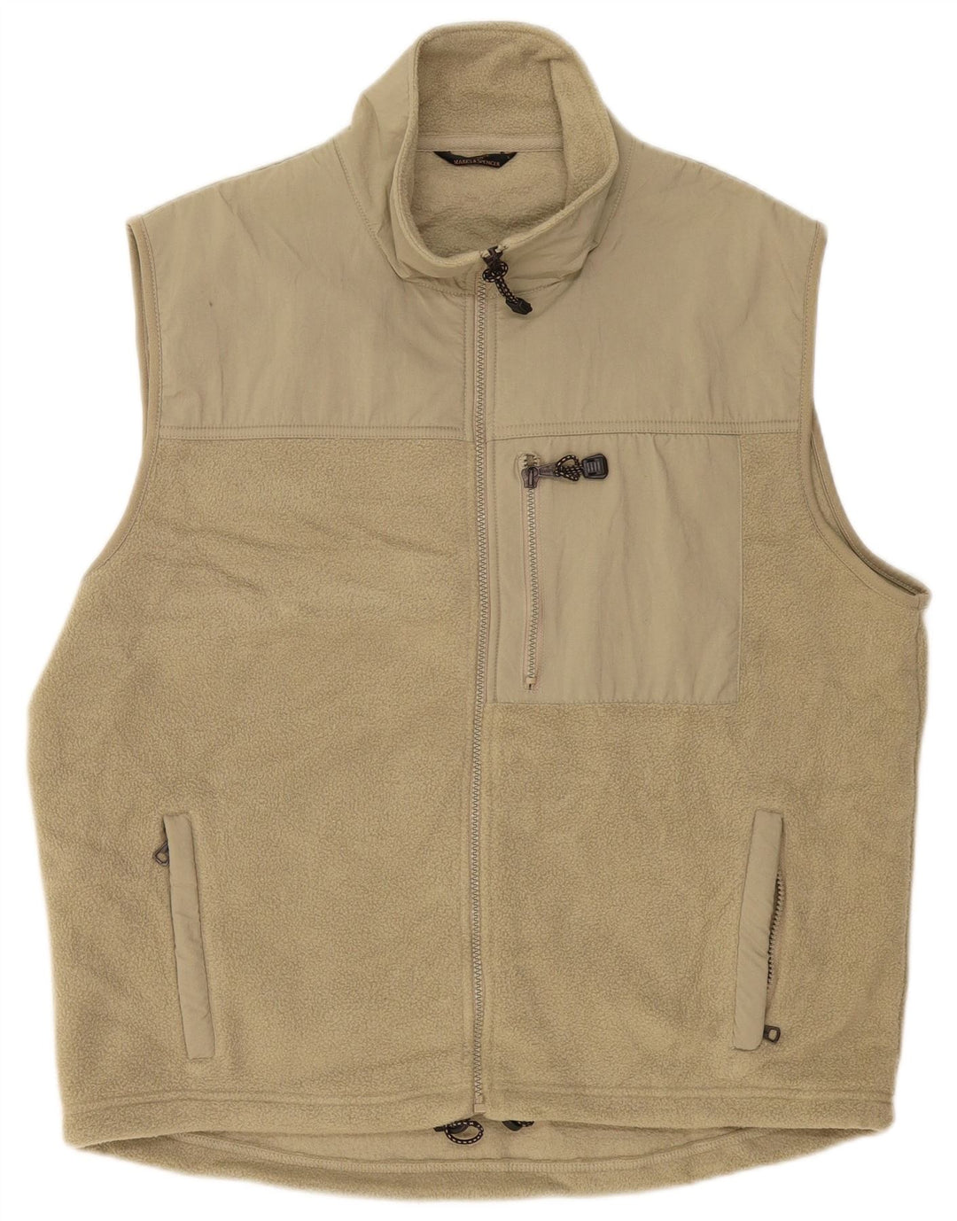 Marks & Spencer Herren Fleeceweste UK 40 Large Beige Polyester