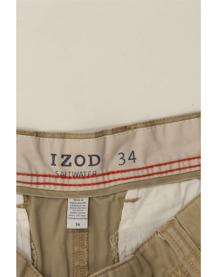 IZOD Herren Salt Water Cargo Shorts W34 Large Beige Baumwolle