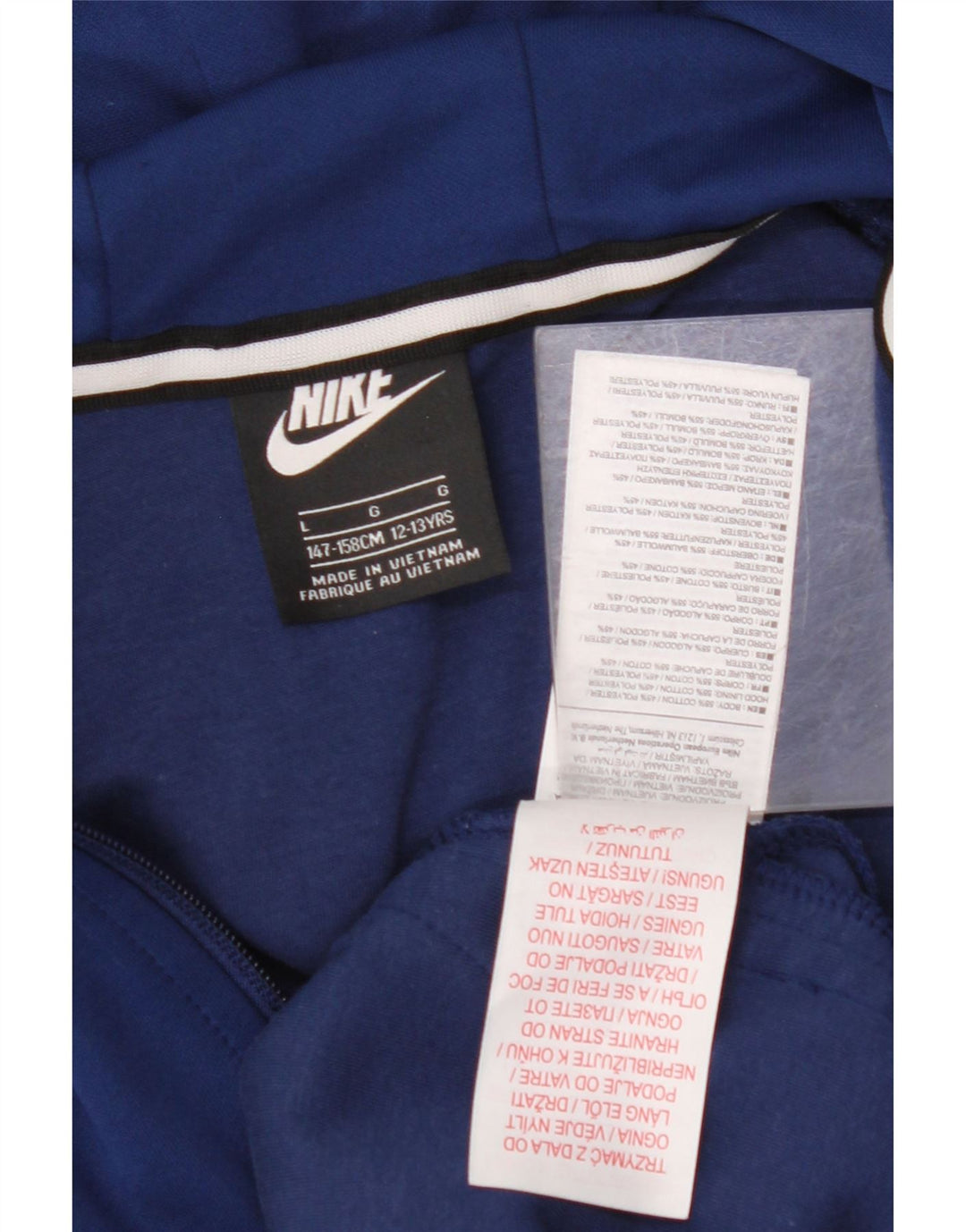 NIKE Jungen-Kapuzenpullover mit Reißverschluss, 12–13 Jahre, groß, Marineblau, Farbblock