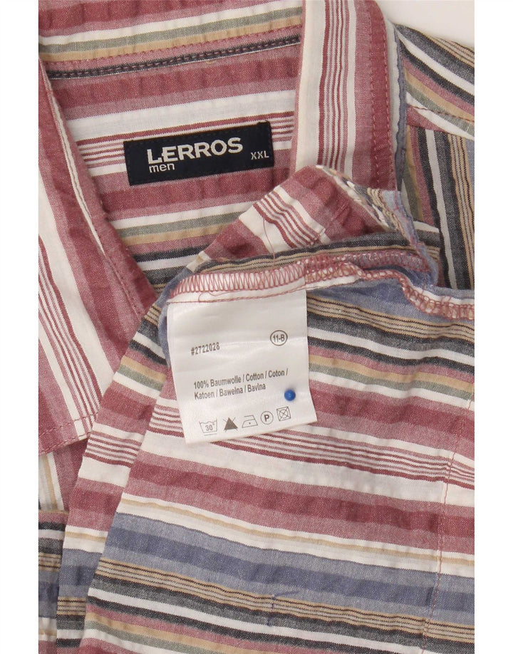 Lerros Herren-Kurzarmhemd 2XL, mehrfarbig, gestreift, Baumwolle