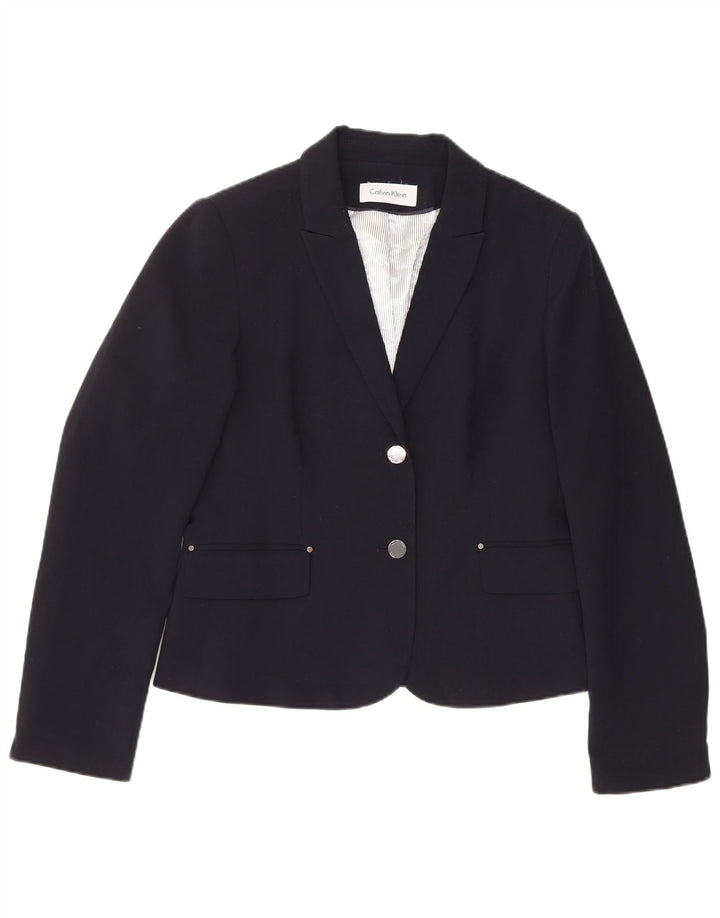 CALVIN KLEIN Damen 2-Knopf-Blazerjacke UK 14 Mittelmarineblau