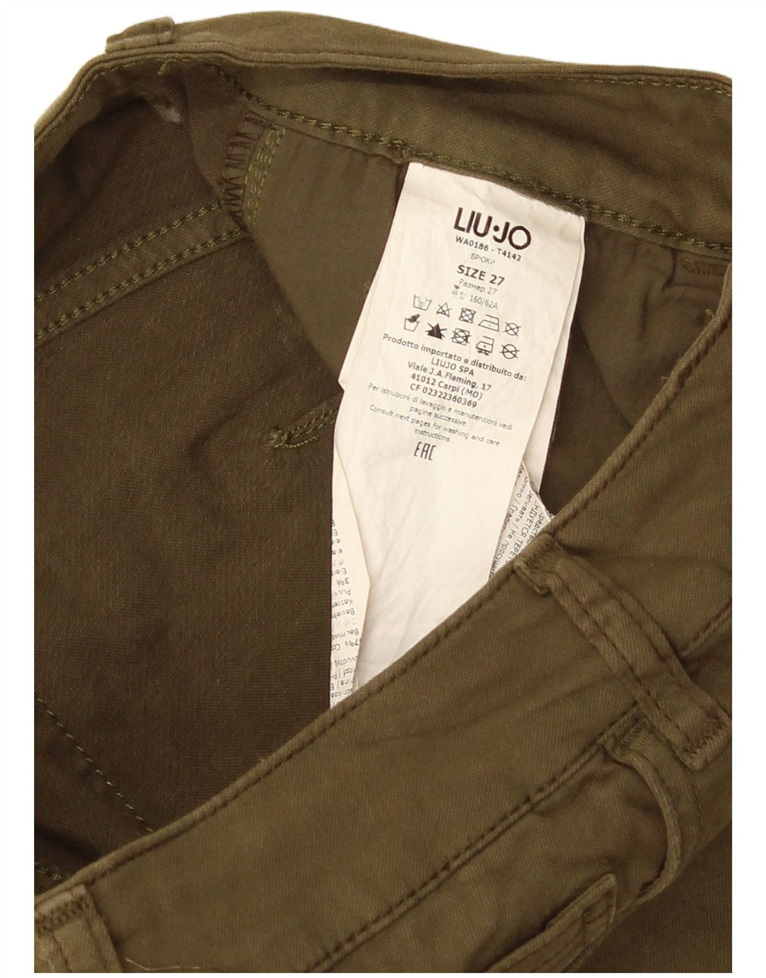 Liu Jo Damen Slim Jeans W27 L25 Khaki Baumwolle