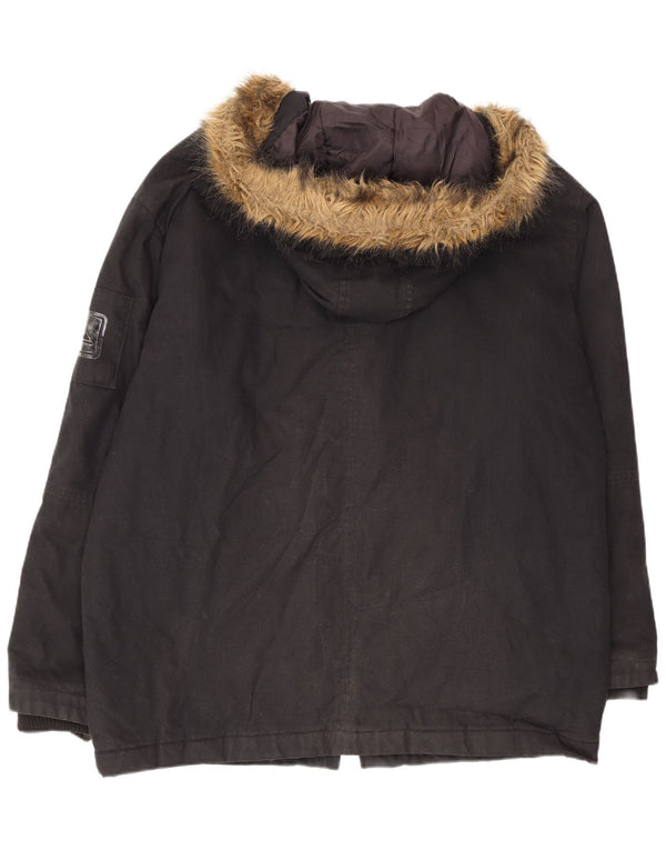 Quiksilver Herren-Parka mit Kapuze, UK 40, Größe L, Schwarz, Baumwolle