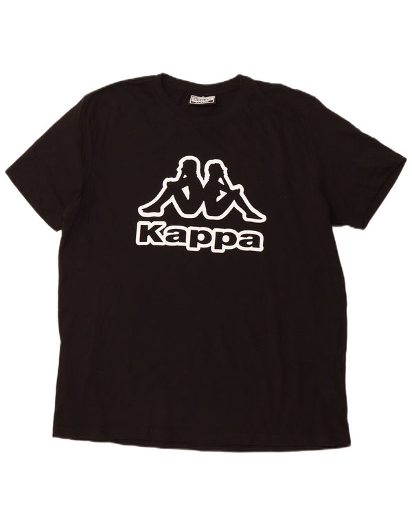 KAPPA Herren Grafik T-Shirt Top XL Schwarz Baumwolle
