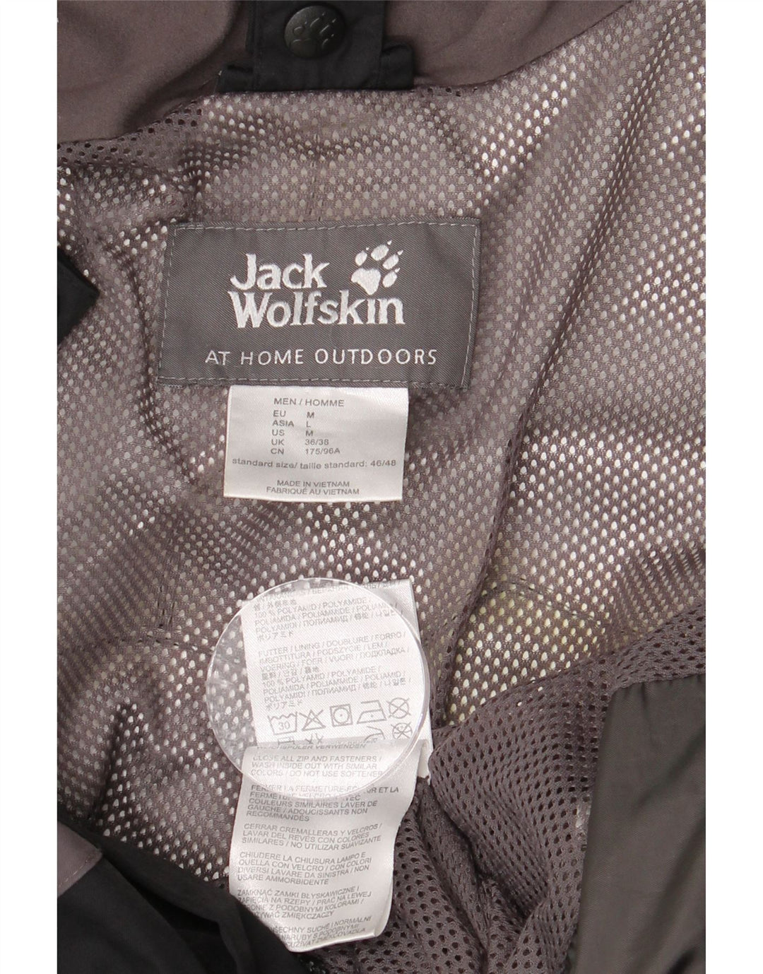 JACK WOLFSKIN Herren-Regenjacke mit Kapuze, UK 36/38, Mittelschwarz, Farbblock