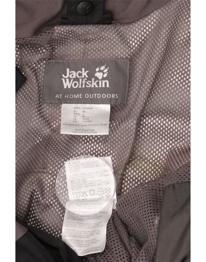 JACK WOLFSKIN Herren-Regenjacke mit Kapuze, UK 36/38, Mittelschwarz, Farbblock