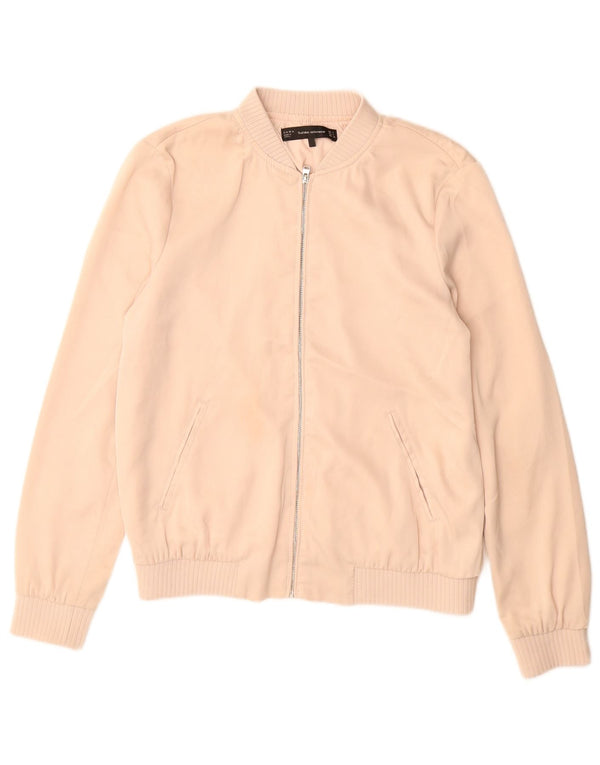Zara Damen Bomberjacke UK 10 Small Beige Polyester