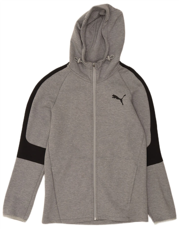 Puma Herren-Kapuzenpullover mit Reißverschluss, klein, Grau, Colourblock-Baumwolle
