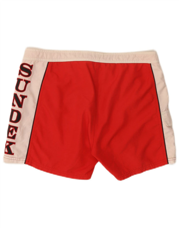 Sundek Herren-Badeshorts mit Grafik, groß, rot, Farbblock