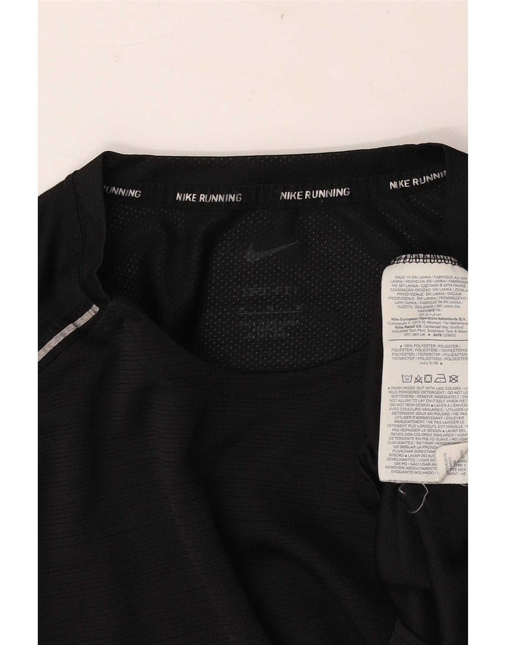 Nike Herren Dri Fit T-Shirt Top Mittelschwarzes Nadelstreifen-Polyester