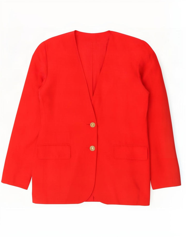 Vintage Damen 2-Knopf-Blazerjacke UK 14 Große rote Seide