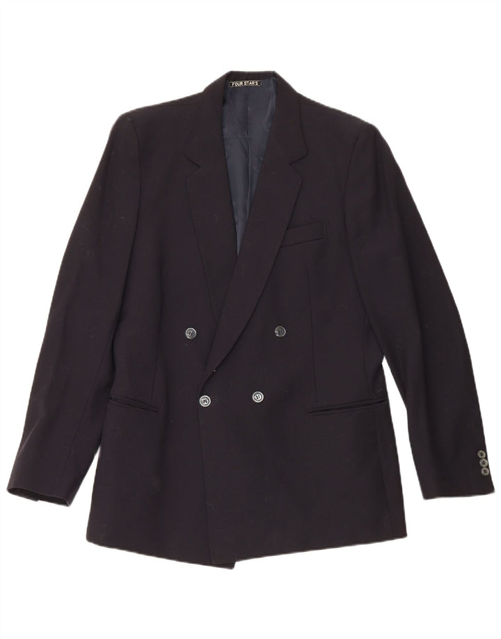 Vintage Herren Zweireiher Blazer Jacke IT 50 Große marineblaue Wolle