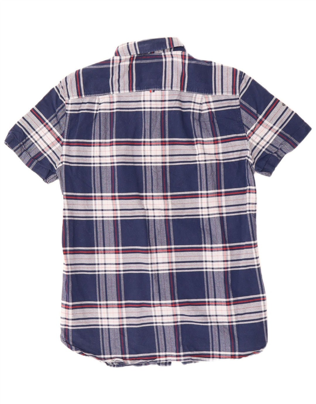 SUPERDRY Herren-Kurzarmhemd aus mittelblauer, karierter Baumwolle