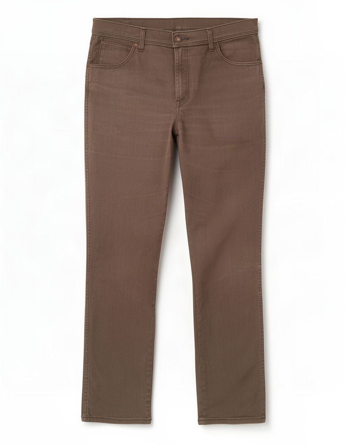 Wrangler Herren Regular Straight Jeans W36 L34 Braune Baumwolle