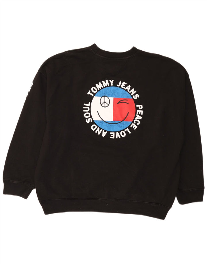 Tommy Hilfiger Herren-Sweatshirt mit Grafik, groß, aus schwarzer Baumwolle