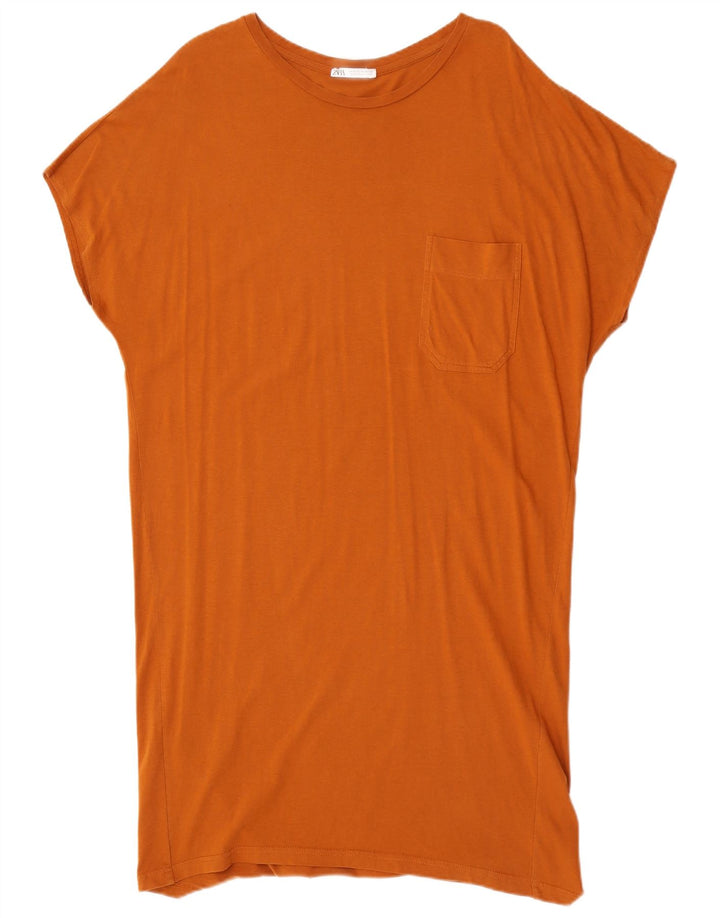 Zara Damen Übergroßes Tunika-Oberteil Mittelorange
