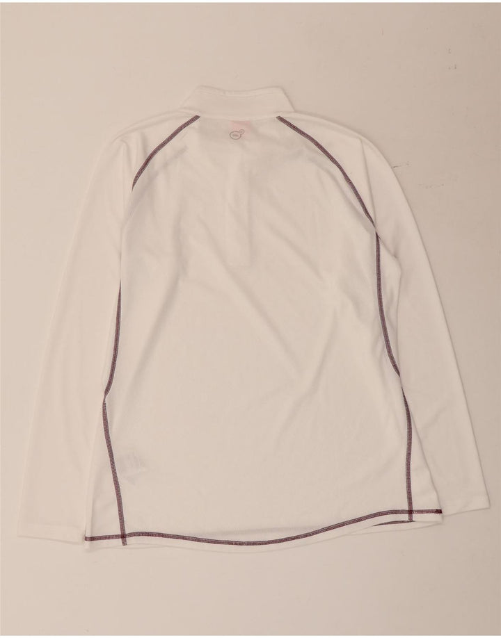 Puma Damen-Pullover-Trainingsanzugoberteil mit Reißverschluss und Halsausschnitt, UK 16, Größe L, Weiß, Polyester